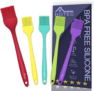 HOTEC 5-Pack Silicone Basting Brushes - 600°F Heat Resistant BPA-Free for Grilling Baking BBQ Multicolor