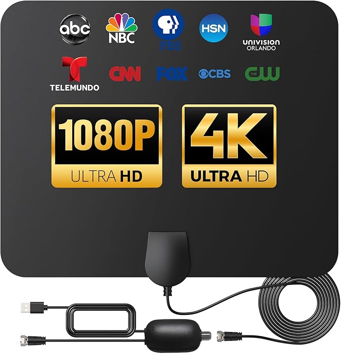 TV Antenna Indoor Long Range 900 Miles, Supports 4K 1080p Smart TV Signal Reception with Signal Amplifier 16ft HDTV Coax Cable TV Antenna Indoor Long Range 900 Miles, Supports 4K 1080p Smart TV Signal Reception with Signal Amplifier 16ft HDTV Coax Cable