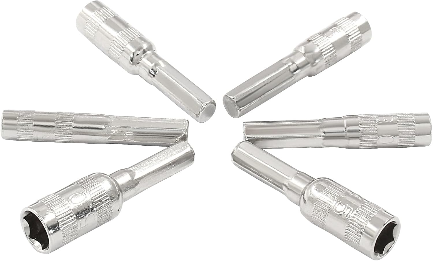 6 in 1 Hex Socket Adapter with H4 Shank, 2.5mm 3mm 3.5mm 4mm 4.5mm 5mm Metric 6 Point Power Nut Driver Drill Bit Set