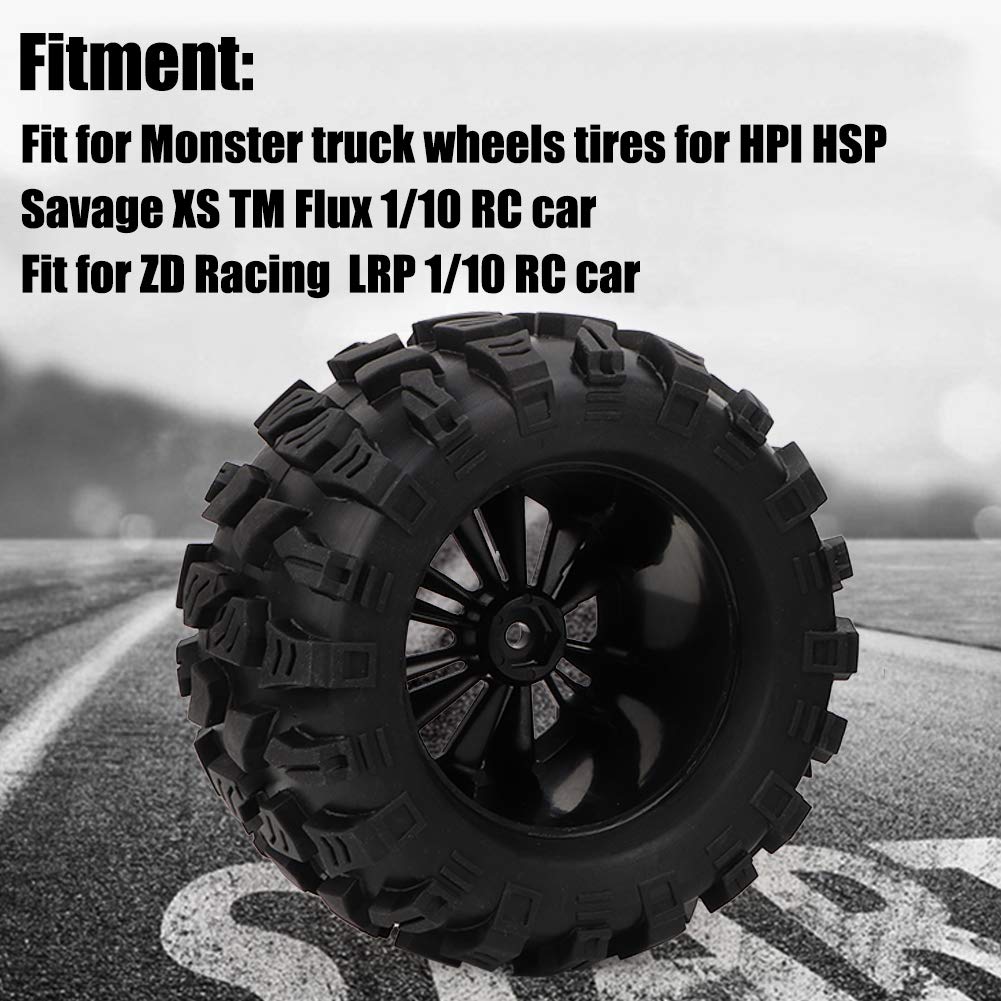 Reifen HPI Savage XS Flux 28 x 28 x 8 4 Stück Reifen aus Gummi Naben Nylonrad kompatibel mit Zubehör für RC ZD Racing Auto im Maßstab 1:10