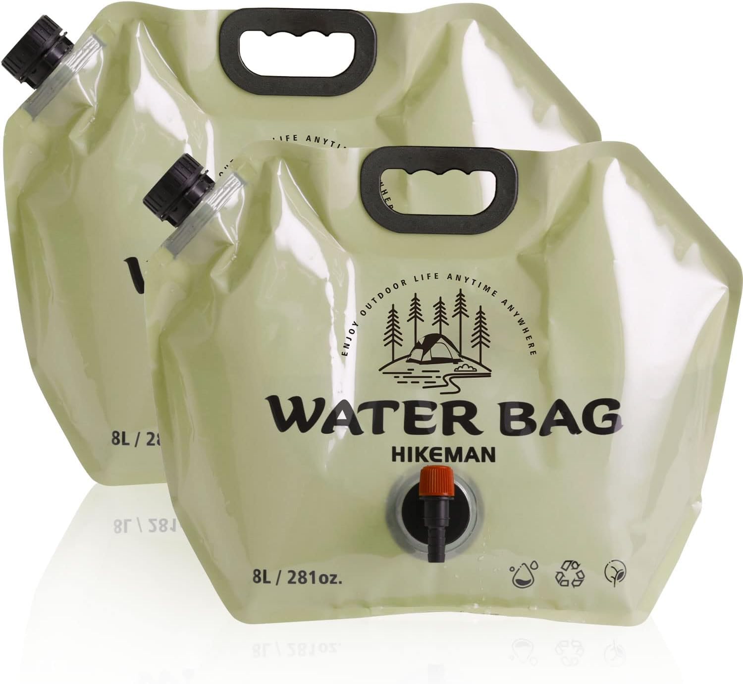XiXiYang 2PCS Camping Water Container Bag - Collapsible Water Storage Carrier with Spigot,8L Drinking Water Container for Caravans Camping Hiking Travel BBQ Travel Outdoor Use (Milky white)
