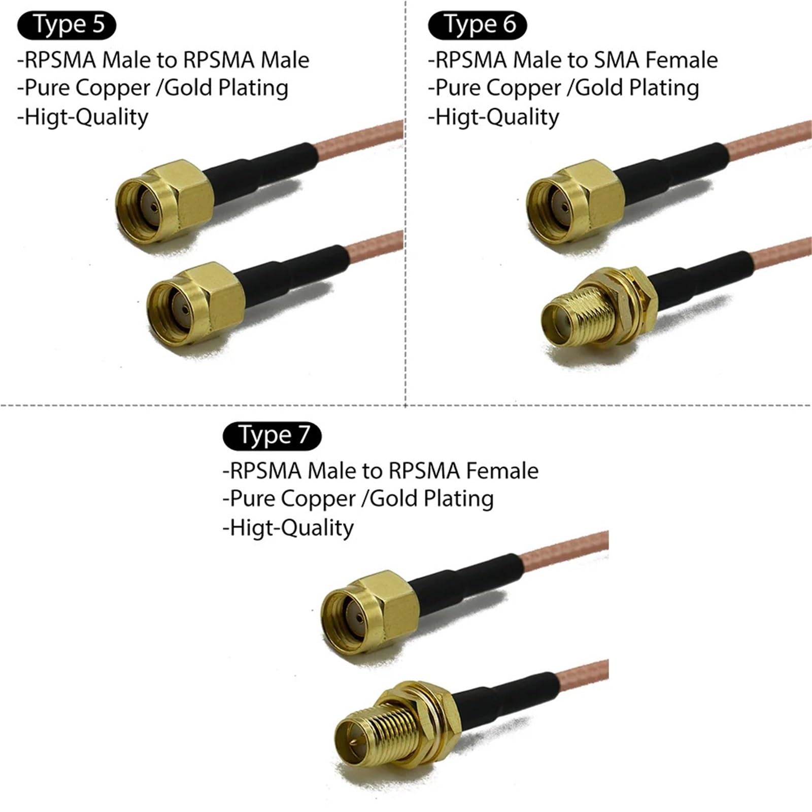 RG316 Câble SMA Mâle Femelle Connecteur Antenne Extension Cavalier Pigtail Adaptateur 1 Pcs (Type 8)