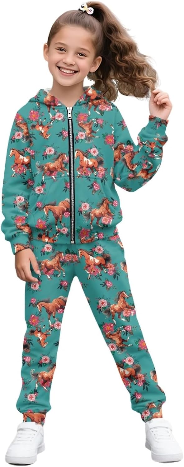 HUIACONG Girls Sweatsuits for Age 6-15 Kids Sweat Set for Children Boys Tracksuits