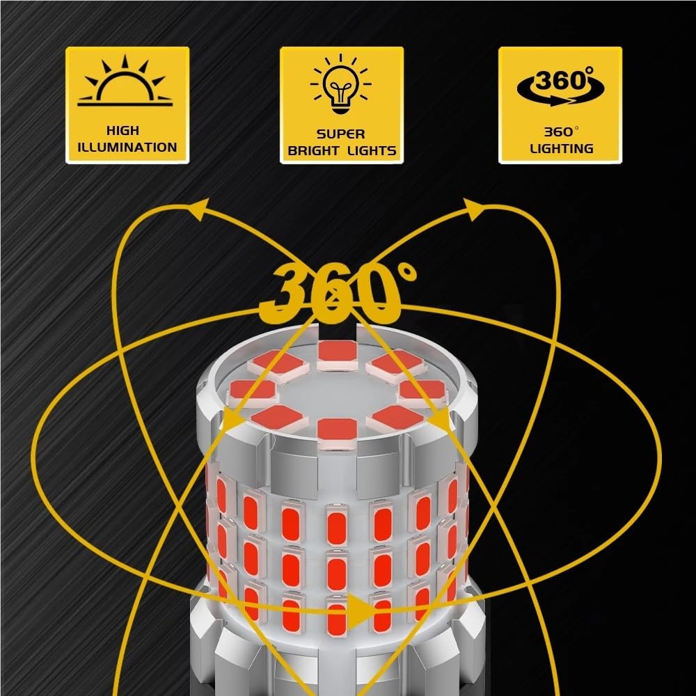 2 pezzi 4000lm 1157 P21/5W BAY15D LED BAW15D PR21/5W Luci di stop Canbus BAZ15D P21/4W Lampadina di coda e stop Lampada di segnalazione DRL automatica(1157 BAZ15D P21-4W)