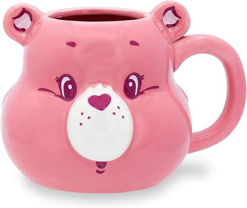 Silver Buffalo Care Bears - Taza de cerámica esculpida en 3D con diseño de oso gruñón, taza de café grande para cacao, té, capacidad para 20 onzas