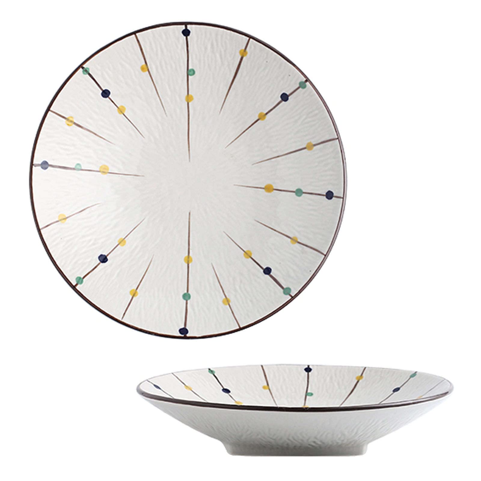 Ensaladeras Grandes de cerámica para Servir, Ensalada de Pasta, Cuenco para Servir Colorido, Plato Hondo Hondo, Juego de 2, Blanco, 9.1 in, 23.6 FL oz (Blanco 9.1 in, 23.6 FL oz)