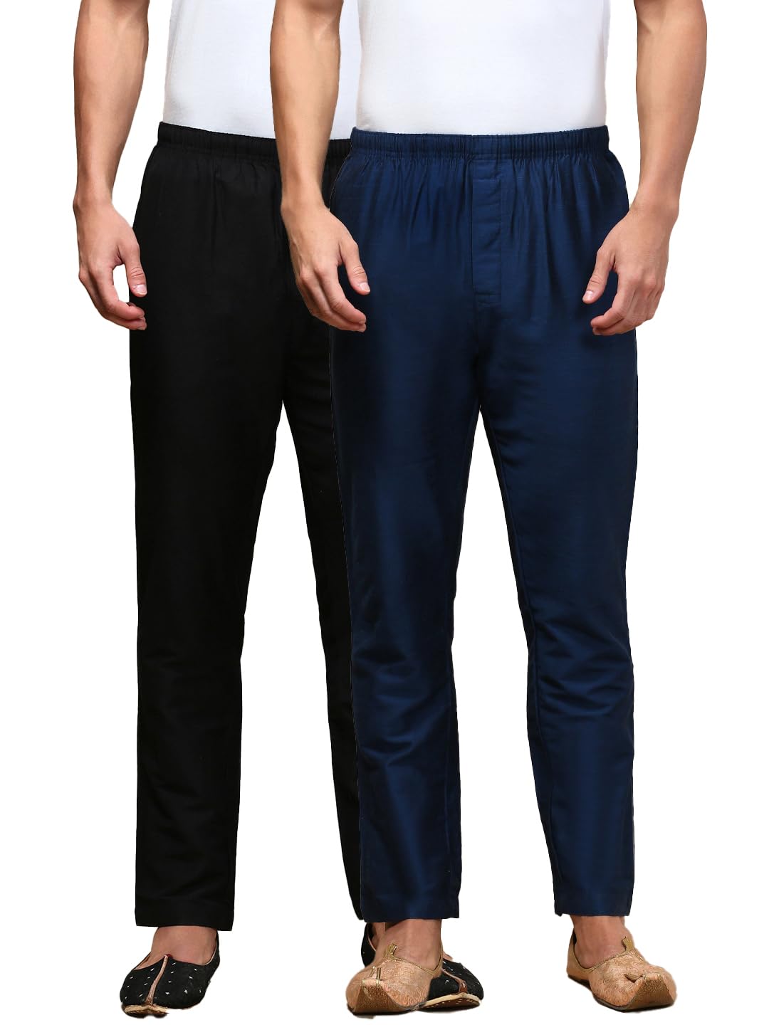 white heart Pack of 2 Mens Viscose Blend Salwar Pyjama Pant | Elasticated Waistband with Inner Drawstring, Button Closure, Side Pockets| Regular Fit Ethnic Wear Churidar Pajama-picture-26