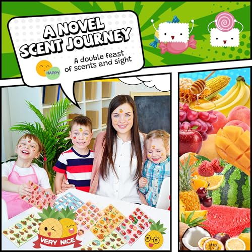 HORIECHALY Scratch and Sniff Smelly Stickers for Kid, 85 Sheets 17 Scents Large Pack, Scented Reward Stickers with Cute Pattern and Positive Word for Classroom, Teacher, Students