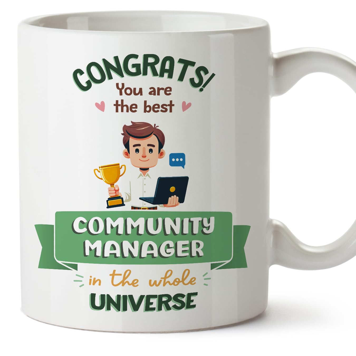 MUGFFINS Community Manager Man Mug - in English - Best in Universe Trophy - Funny Gift for Colleagues - Ceramic 11oz Mug โ image 1