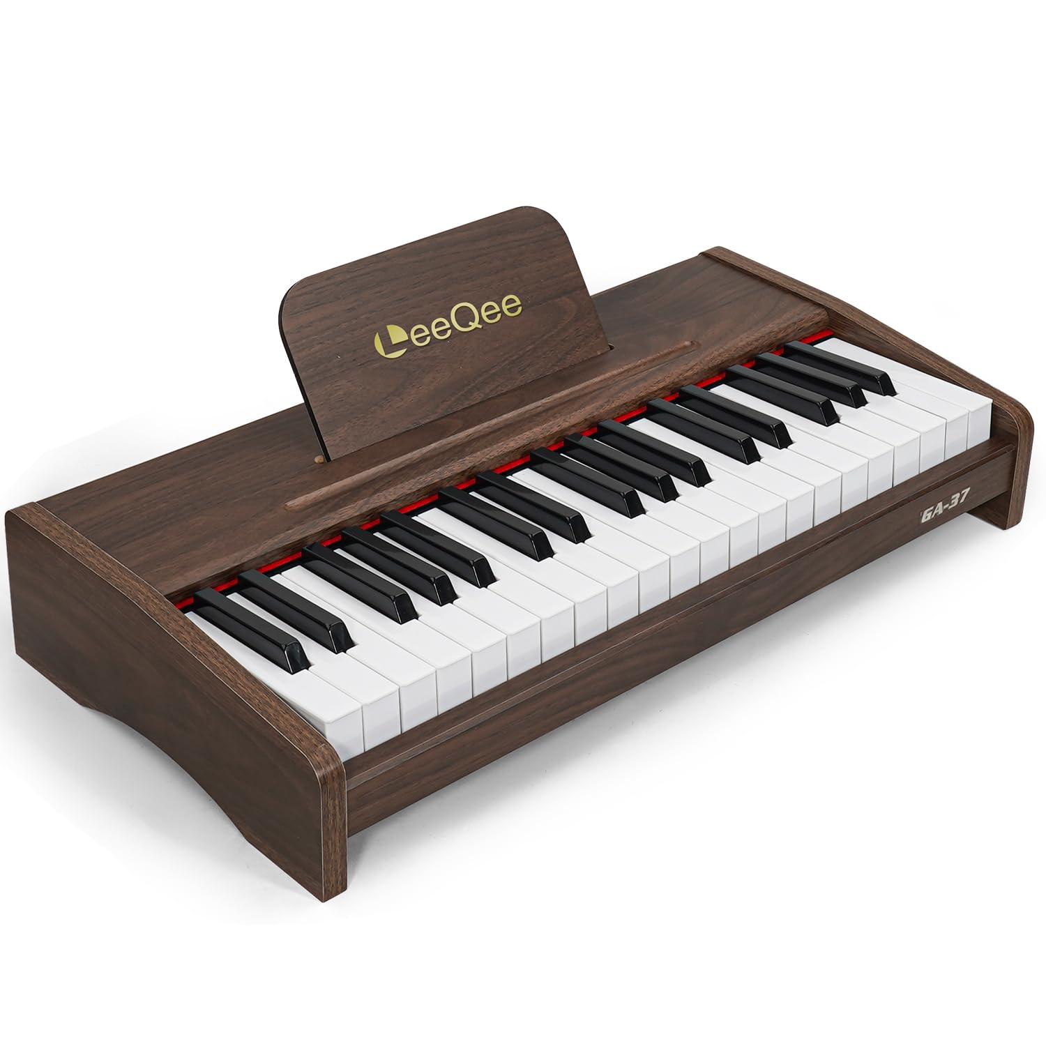 LeeQee 37-Key Wooden Kids Piano Keyboard - Electronic Music Toy with Pro Sound, Educational Learning Modes & Portable Power - Best Toddler Educational Gift for Aspiring Musicians
