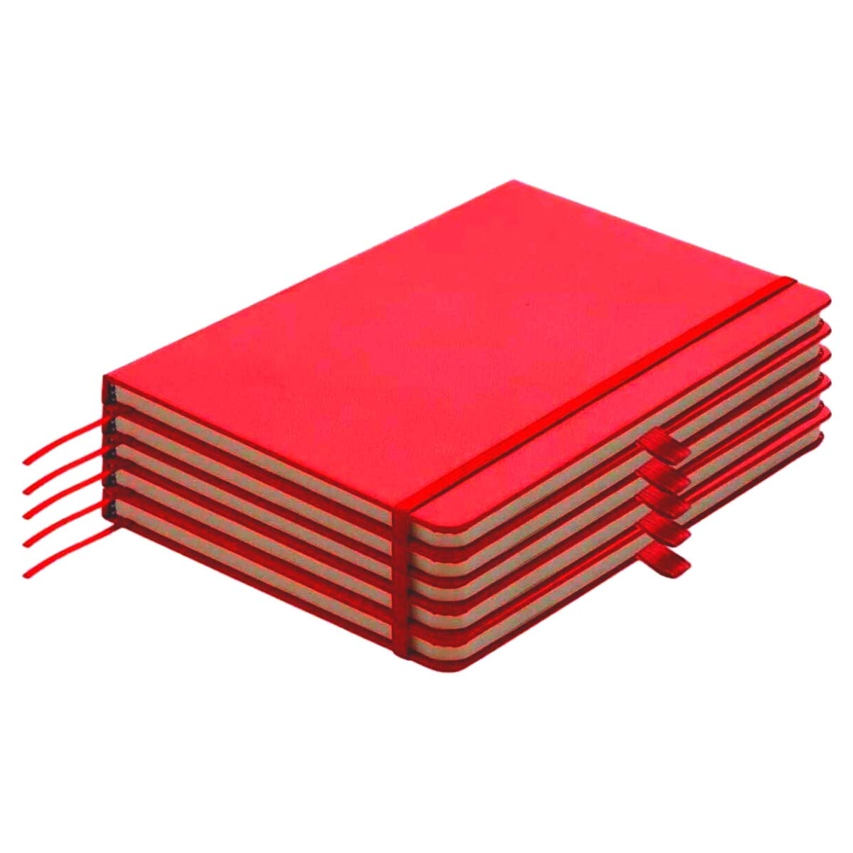 Santhome Classic A5 Hardcover Ruled Notebook/Diary - 192 Pages Durable Professional Journals with Elastic Band & Expandable Inner Pocket – Ideal for Office, School & Personal Use, Red(Pack of 5)