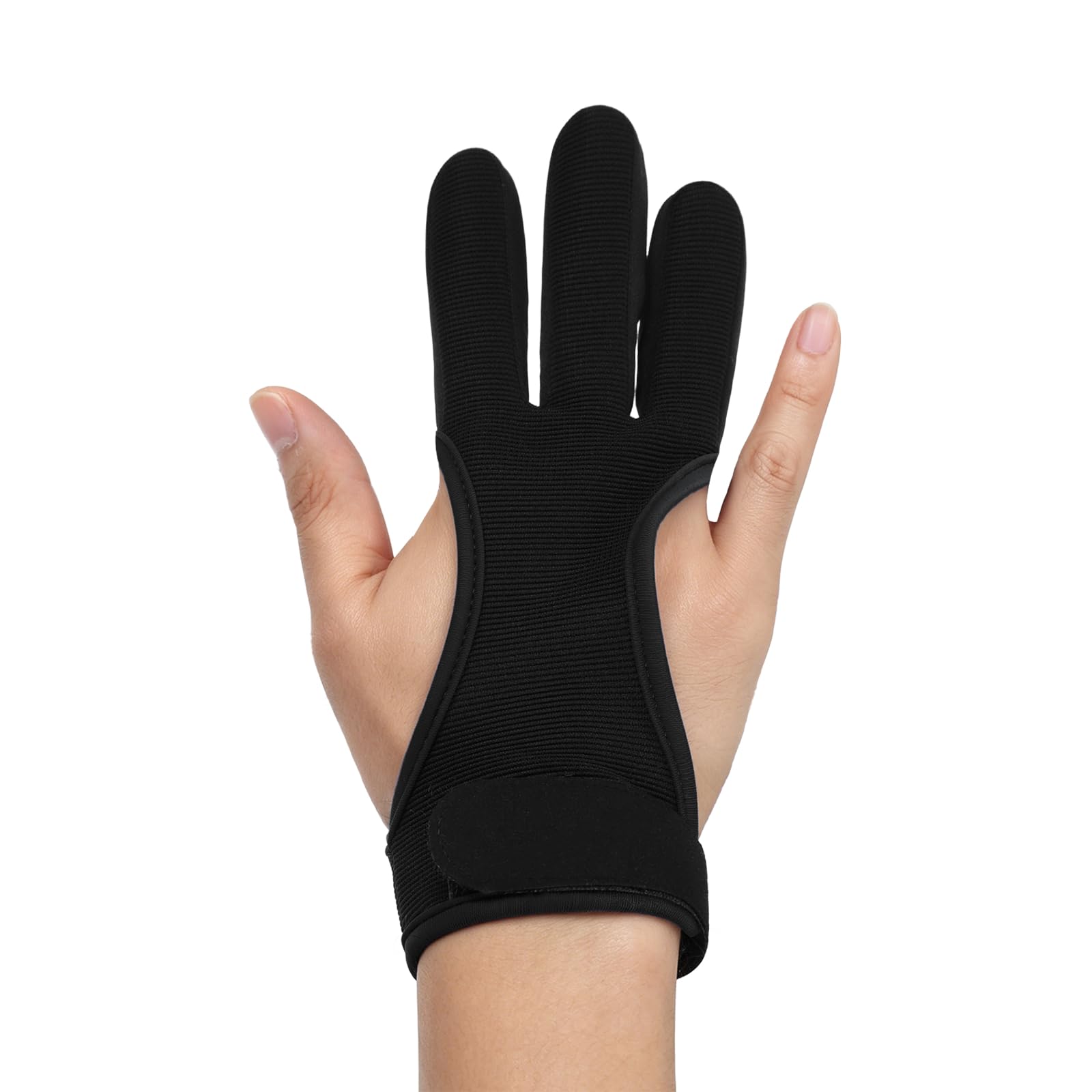 YELARXI Archery Gloves, Durable Shooting Hunting Leather 3-Finger Protector 1 Pack & M & Black-Fitting for (Adults Woman/Beginner/Recurve/Arrow Bow Protective Gear Accessories)