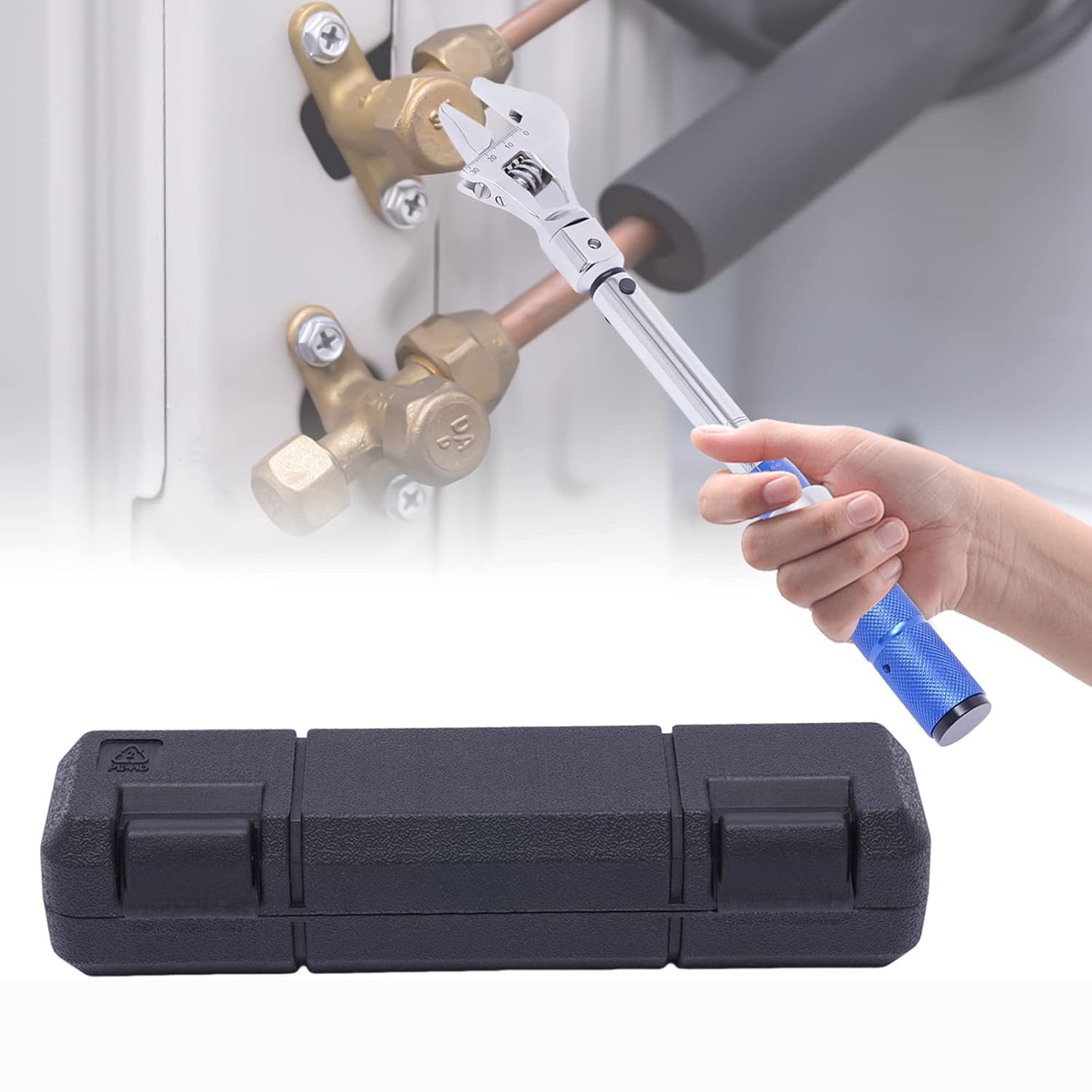 Llave dinamométrica ajustable con caja de herramientas, herramienta de precisión para instalaciones industriales, de refrigeración y HVAC