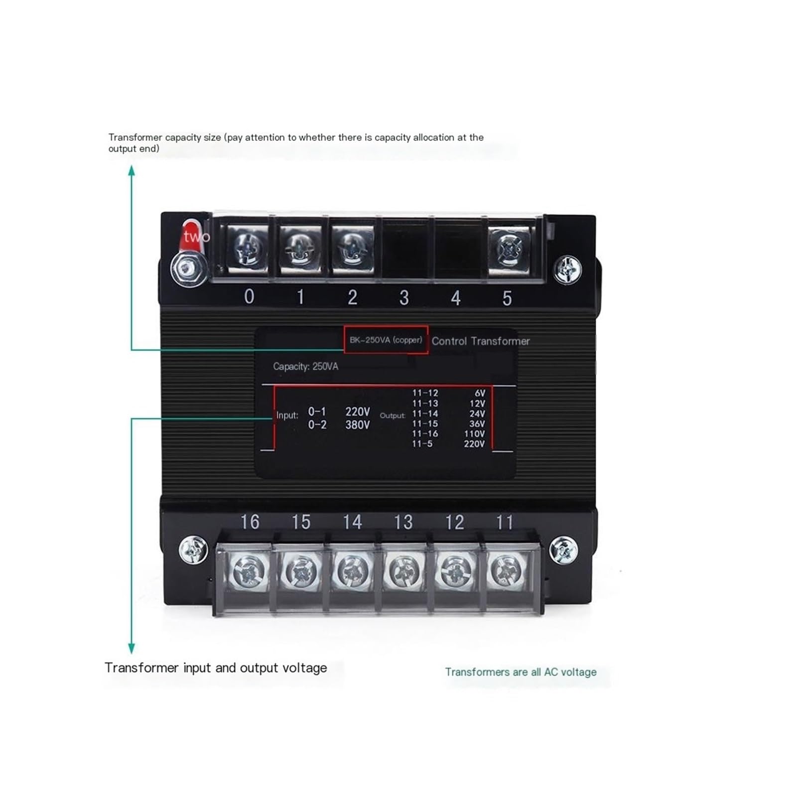 Trasformatore di controllo for macchine utensili, trasformatore di isolamento monofase da 220 V a 24 V 250 VA for controllo industriale