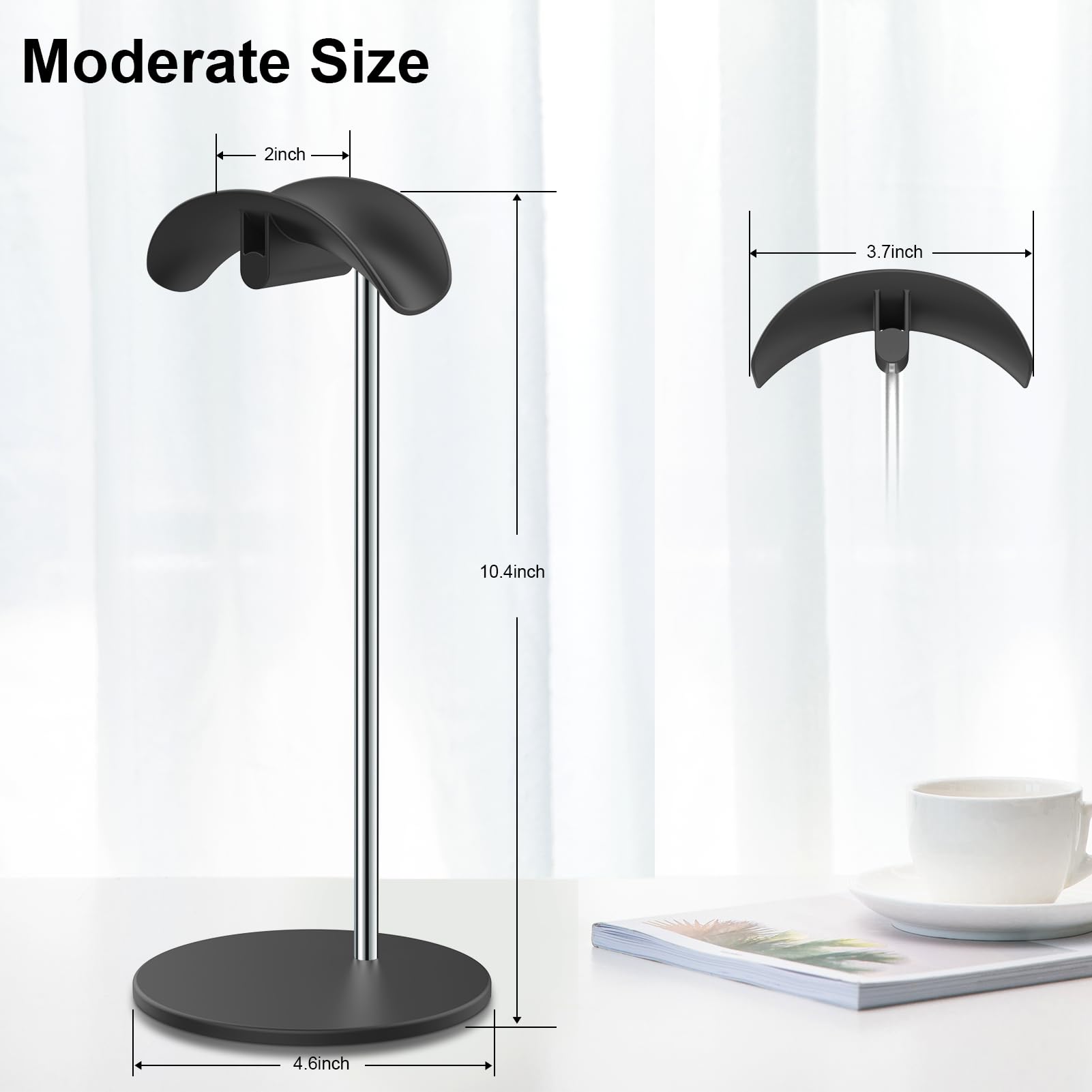 Soporte para Auriculares, Soporte de Cascos de Mesa con Base de Aluminio, Compatible con AirPods MAX, Beats, Bose, B&O, Sony, Sennheiser, Gaming (Negro)