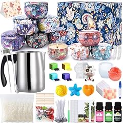 UCAMP Kit Candele Fai Da Te,Kit per Fabbricazione Candele DIY,Cera d'api Naturale,Kit per Candele,10 Barattoli per Candele,Kit per La Fusione di Cera per Principianti Set Regalo