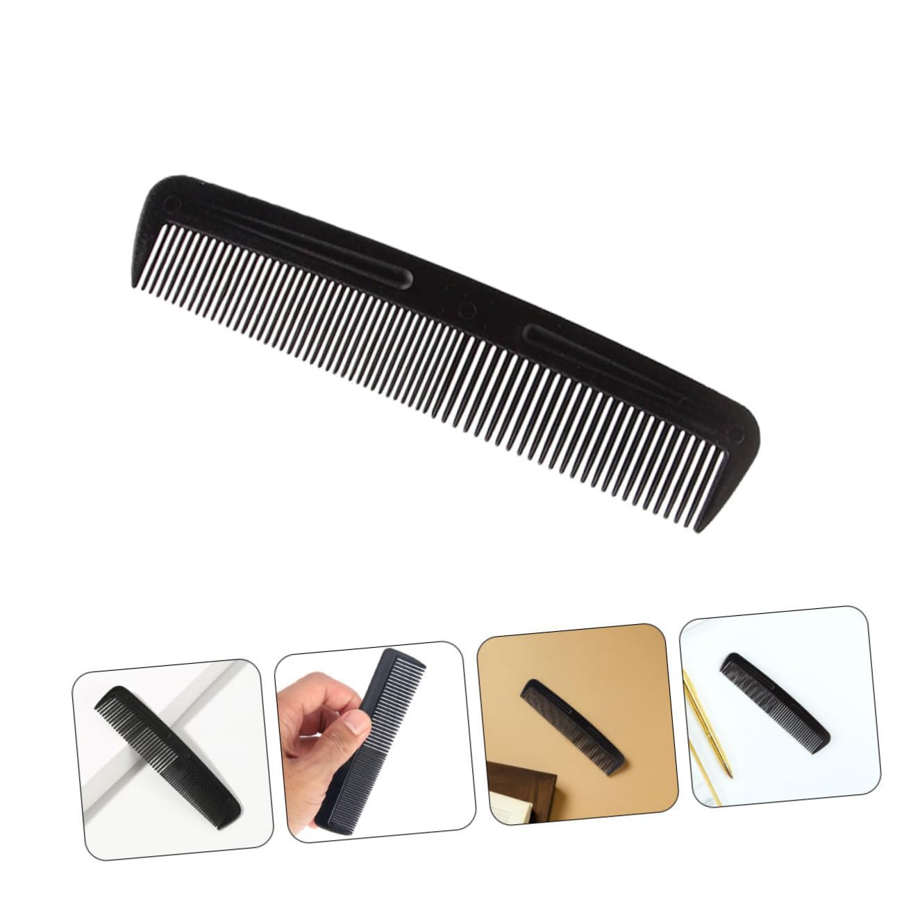 Ipetboom Peines de Bolsillo Diseño de Doble Dentado Negros de Plástico 200 para Peinar el Cabello, Viaje y Uso Exterior, Hombres y Mujeres