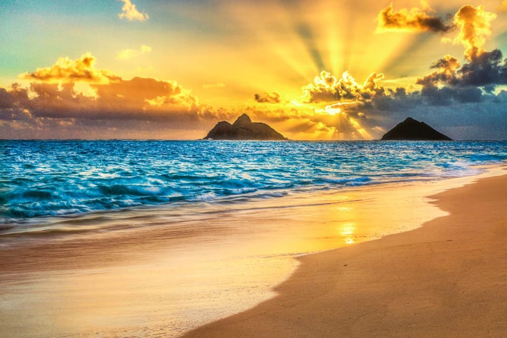 Amazon.com: Lantern Press Lanikai Beach Hawaii Sunrise Oahu 1000