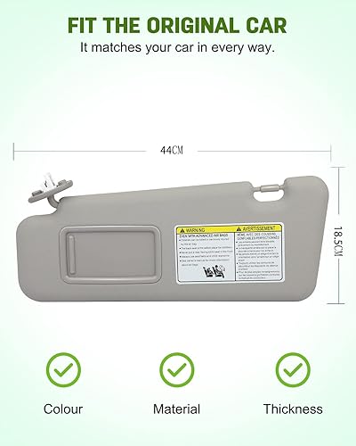Miniatura 3 de SCITOO Conjunto de visera solar del lado izquierdo del conductor para Toyota Highlander 2008-2013 con techo solar (gris)