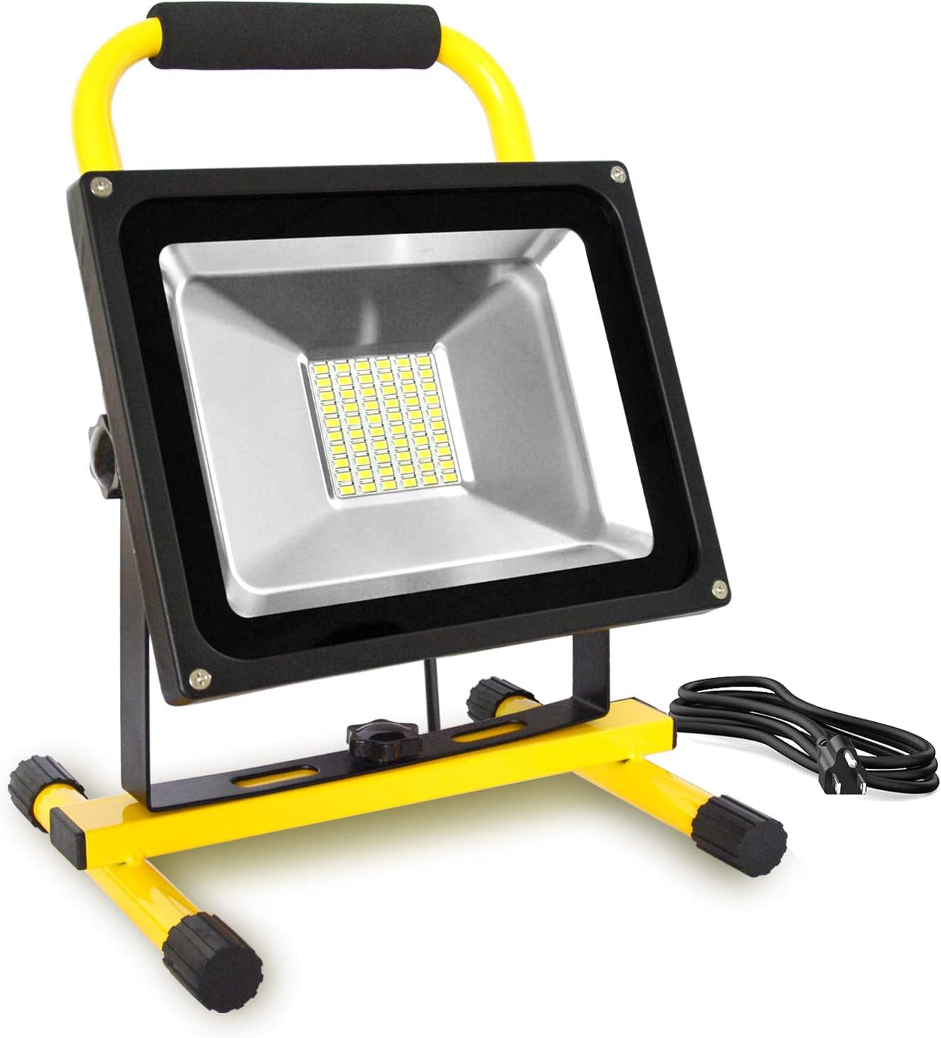50W Plug in LED Work Lights (400W Equivalent), 4500LM, 5m Wire with Plug, IP65 Waterproof, Job Site Lighting with Stand for Construction Site, Workshop, Garage 5000K Daylight White
