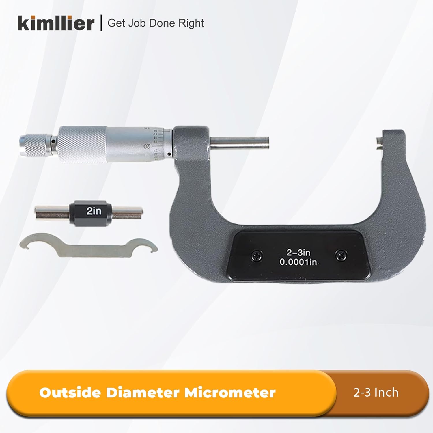 kimllier 2-3 Inch Accuracy Outside Diameter Micrometer Accuracy 0.0001 Inch Carbide with Ratchet Stop Thimble