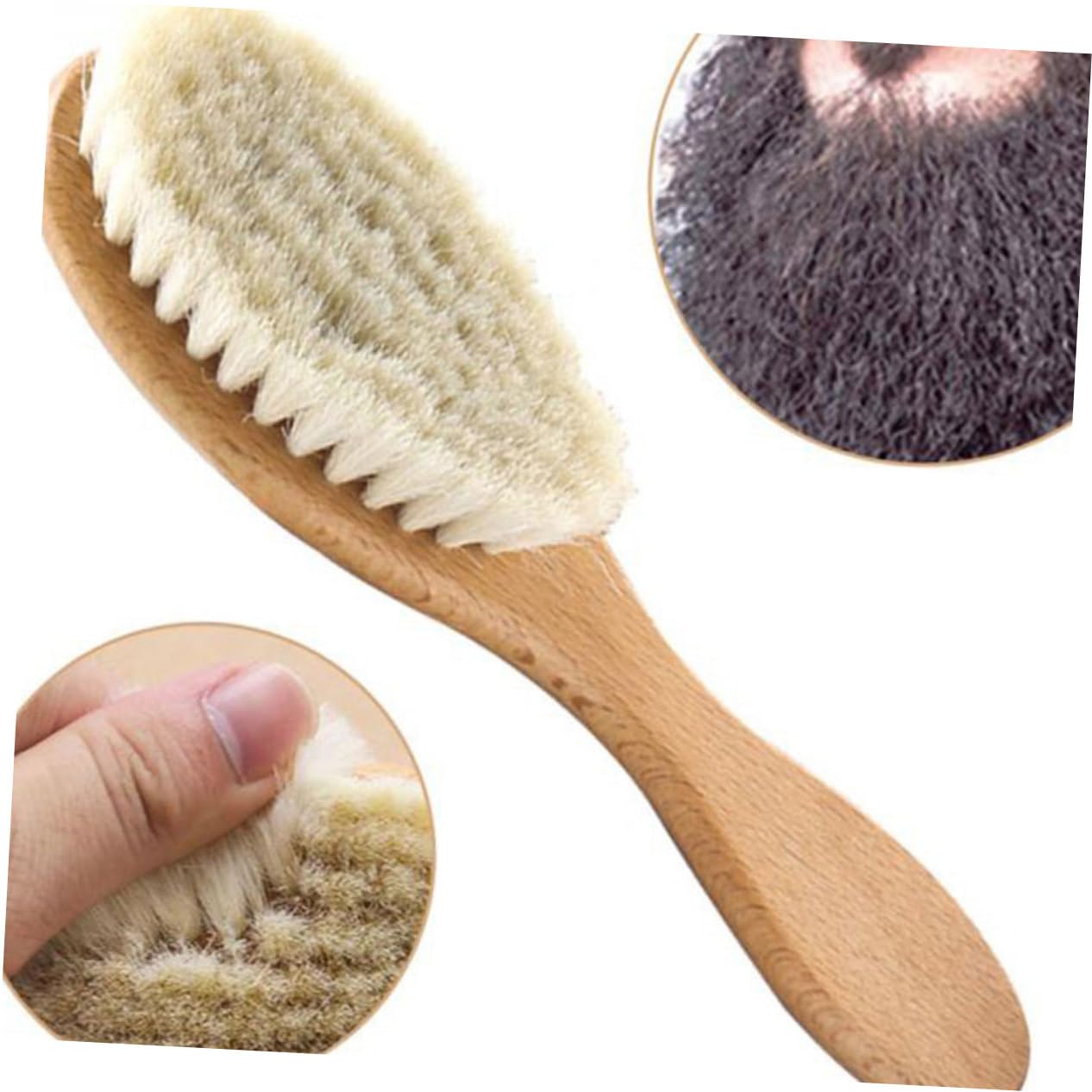 VICASKY Shaving Brush Hair Brush Cleaning Brush Men Beard Brush Mustache Bush Wool Brush Men Face Clean Brush Wooden