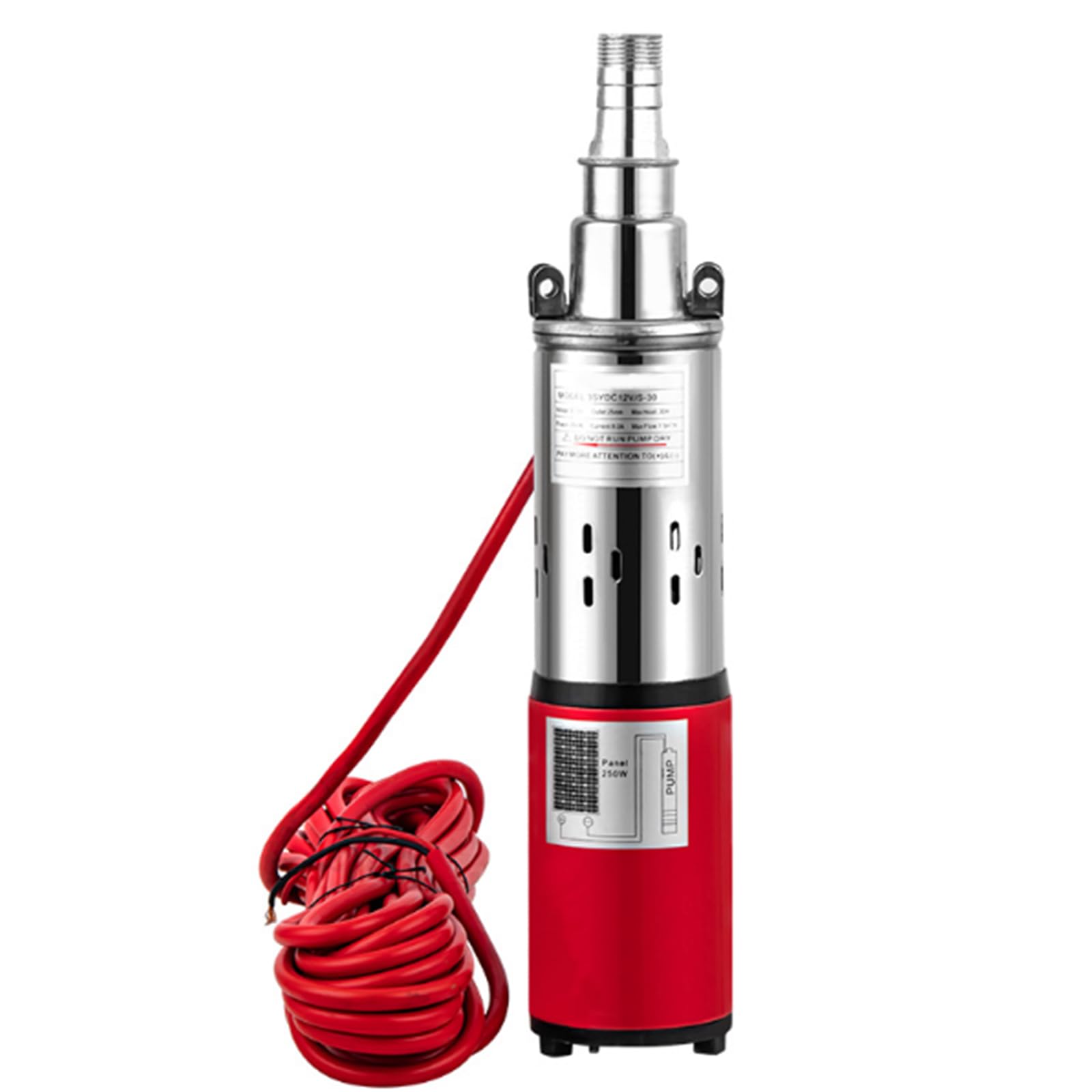 Bomba de Agua Solar de 300W, Bomba Sumergible de CC Solar 2 Pulgadas DC 36V/48V/60V Bomba Sumergible de Acero Inoxidable para pozos de Pozo, Ganado, depósito de Agua