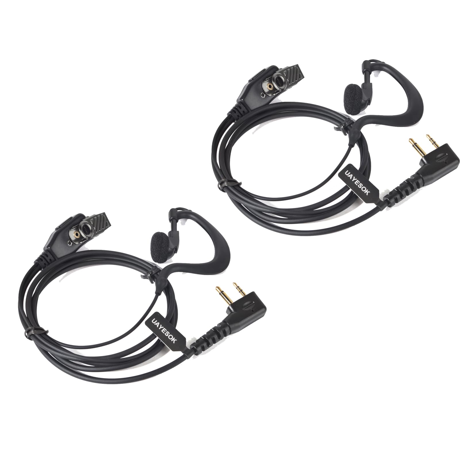 UAYESOK | Cuffie PTT a forma di G | 2 poli per radio | Compatibile con Midland walkie talkie serie Midland G7 Pro G8 G9 Pro M24 M24 Plus M48 M99 G6 XT G7 XTR (2 pezzo)