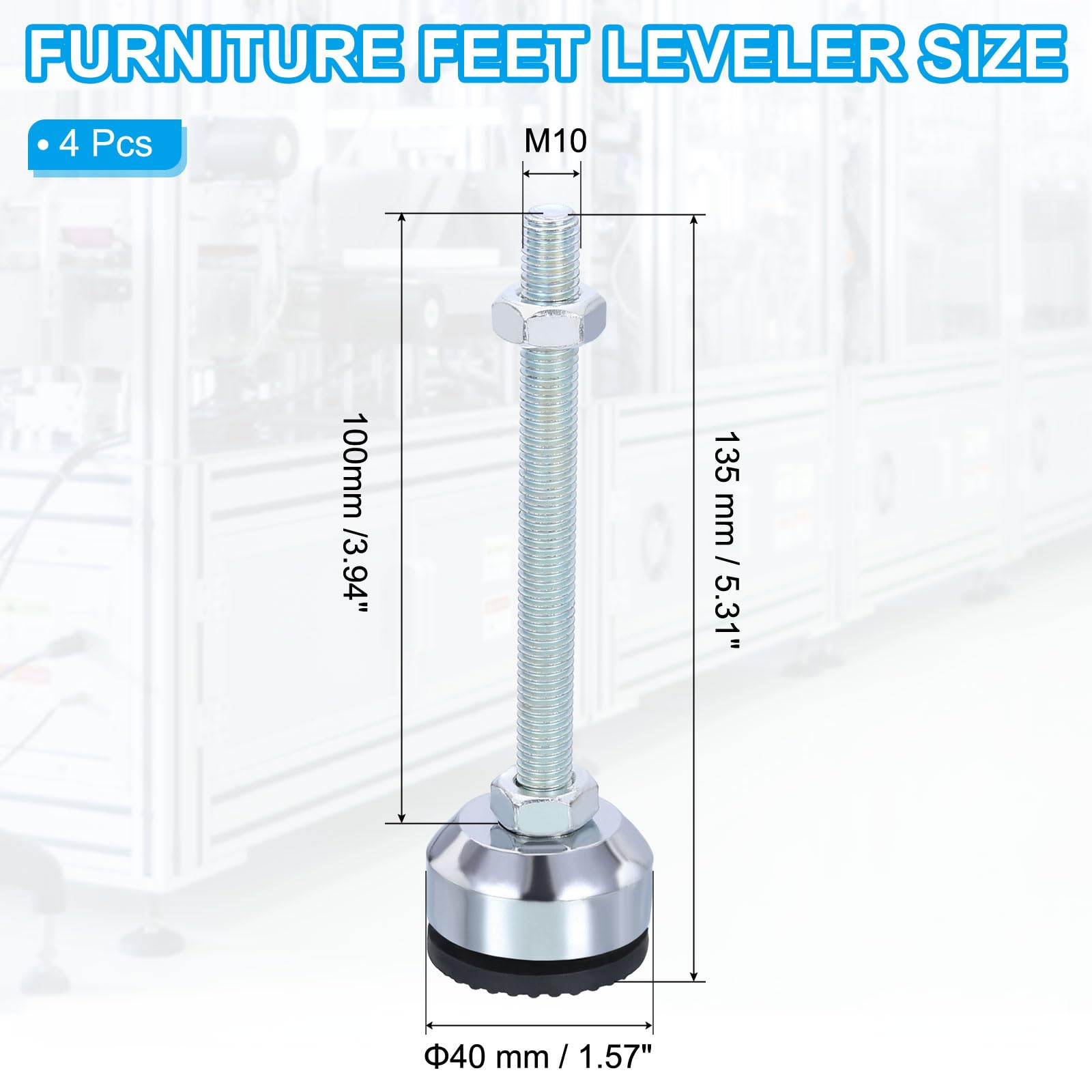 PATIKIL Furniture Leveling Feet 1.6" Dia Base M10 Thread - Image 2
