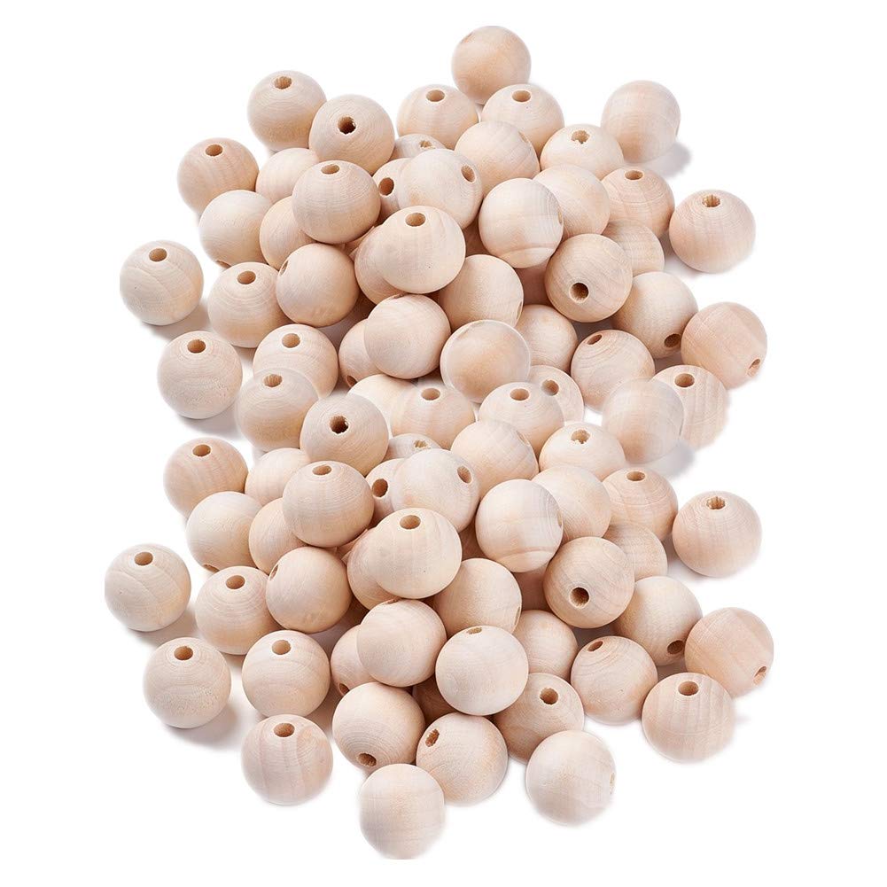 Natural Round Wood Beads Wooden Spacer Loose Beads for Macrame Garland DreamCatchers DIY Wood Craft Supplies Home Decor(30mm 50pcs)
