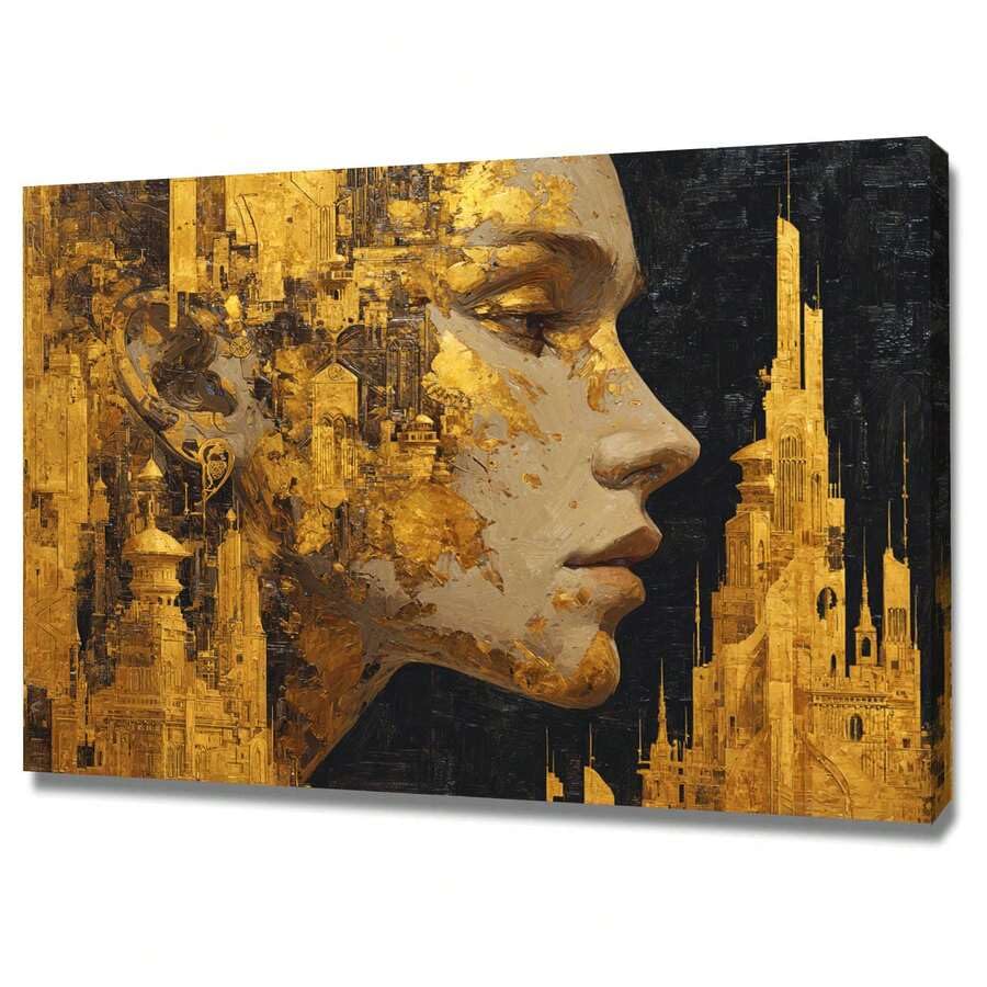 Peinture sur toile abstraite vintage d'un portrait de femme élégant