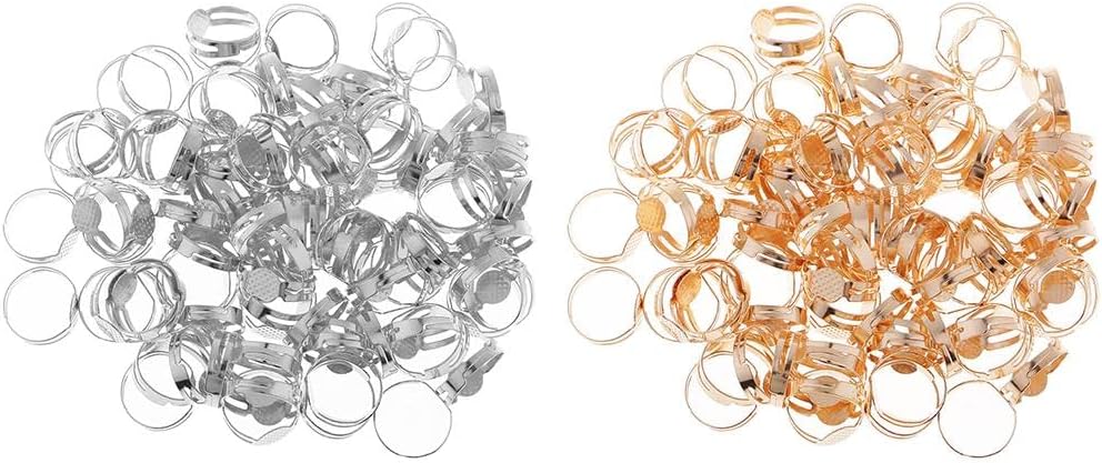 Enakshi® 100 Pieces Adjustable Ring Blank Cabochon Bezel Base Settings Tray Gold|Crafts | Beads & Jewelry Making | Jewelry Findings | Ring Blanks & Ring Bases