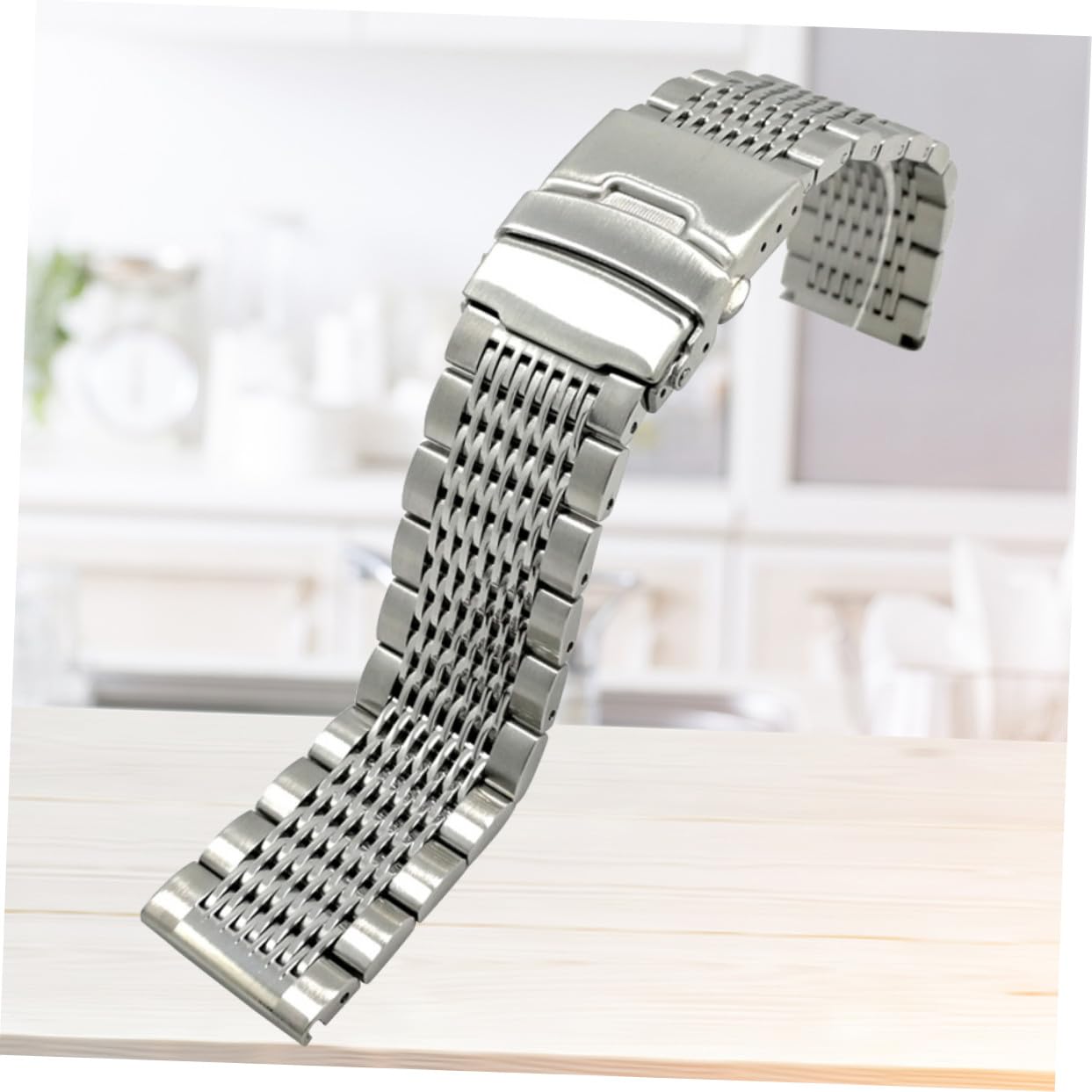 Correa de Reloj de Acero Inoxidable 20 Mm Cierre Ergonómico y Soldadura sin Costuras para Reemplazo de Relojes Elegantes