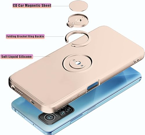 Miniatura 3 de Funda compatible con Xiaomi Mi 10T Pro con soporte de anillo verde, funda para teléfono Xiaomi Mi 10T Pro, funda de silicona líquida con forro de