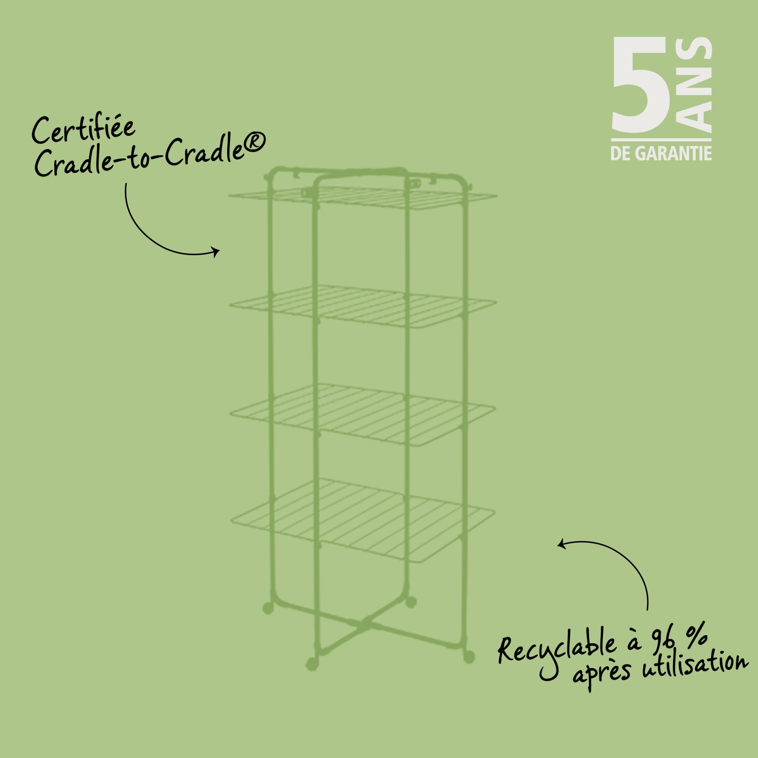 Brabantia Étendoir à Linge Tour HangOn de, 30 mètres (Noir Mat) – Séchoir à Linge Ajustable à Large capacité, Pliable et Compact – Étendoir en Tour avec Roues et Crochets pour ceintres