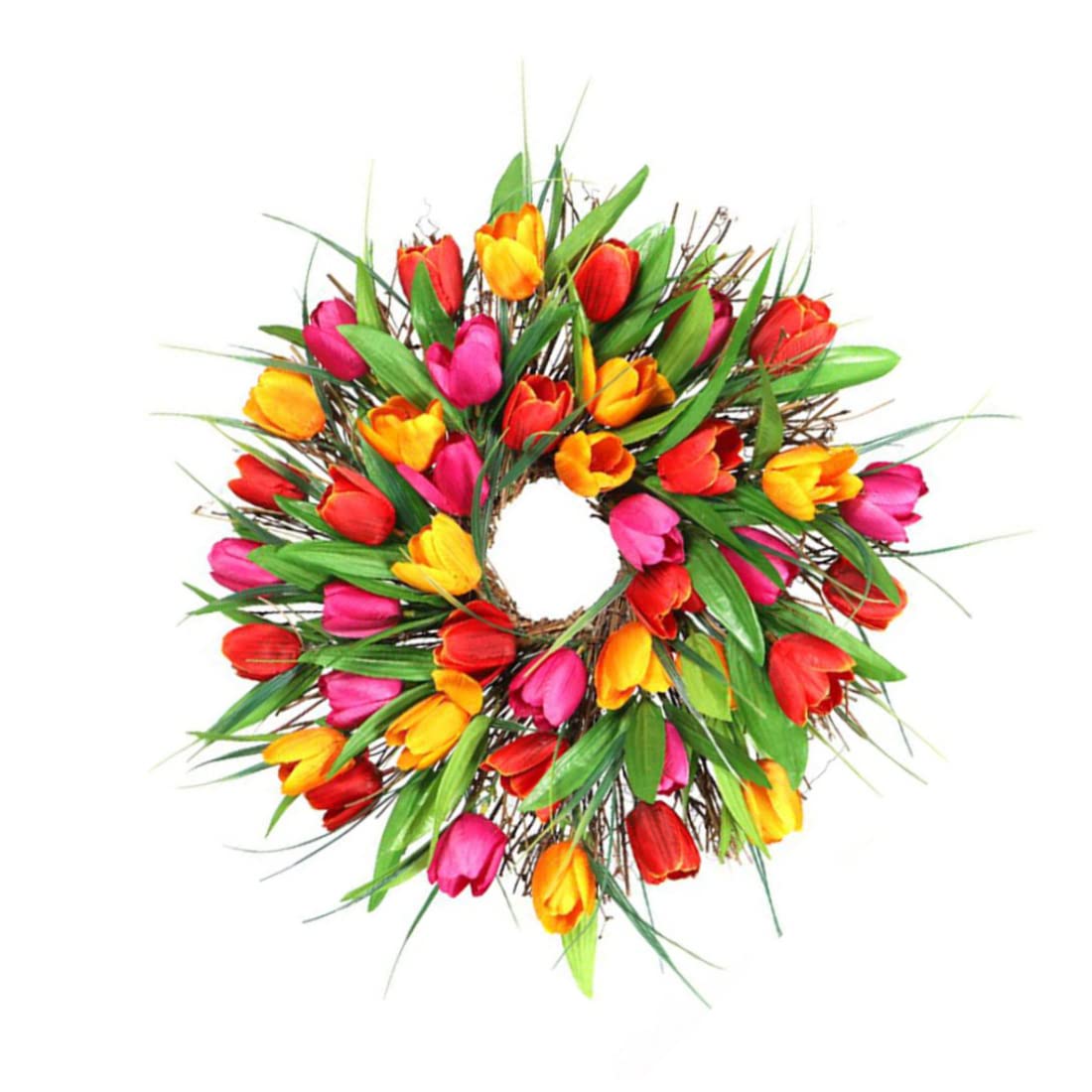 Ghirlanda di fiori di simulazione ghirlanda di tulipani artificiali con primaverile per porta d'ingresso stile 40 cm1