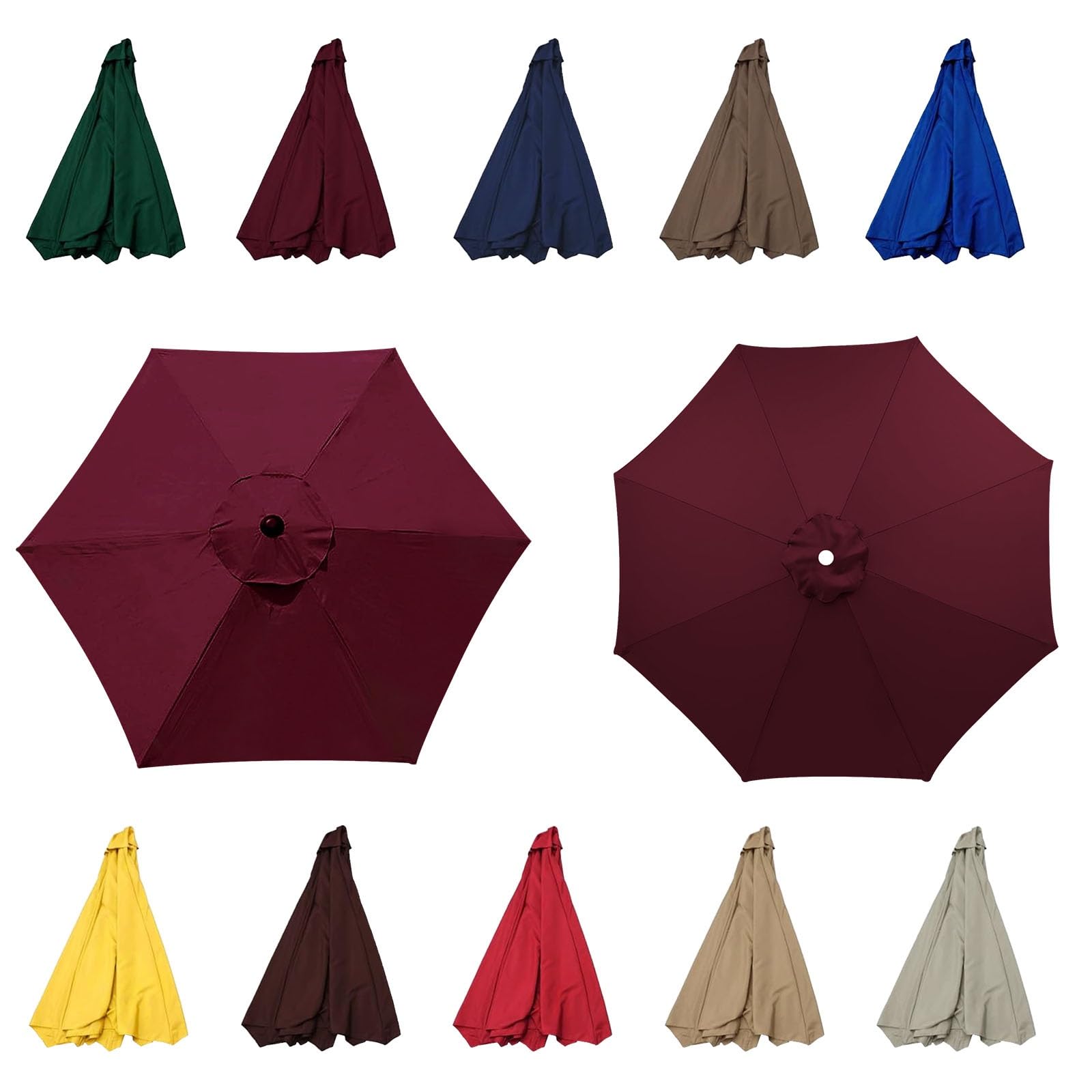 Outdoor Patio Umbrella Replacement Cover, replacement parasol fabric cover, Umbrella Replacement Parasol Cloth For 6 Arms 8 Arms Cantilever Parasol Umbrella Replacement Canopy(Color:Burgundy,Size:6rib