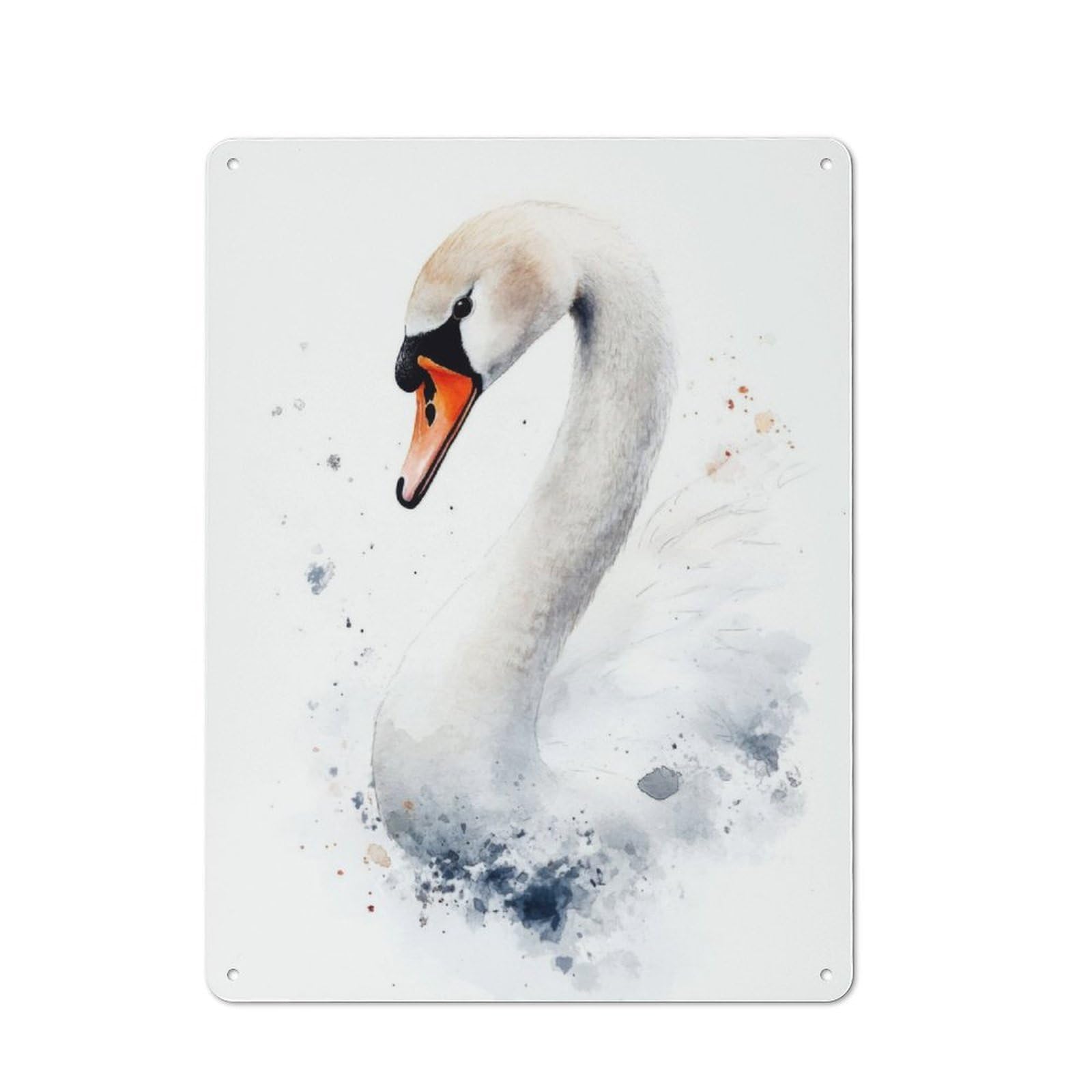 Shed Metal Sign with Watercolor Swan Portrait Design 40x30cm, Vintage Porch Wall Decor for Patio Bar, Workshop, Shed Or Kitchen