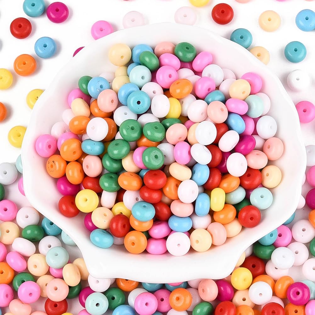 1 Box 200PCS 8MM Rondelle Glass Beads with Holes Abacus Mixed Color Opaque Smooth Baking Painted Spacer Flat Round Charms Loose Bead Bulk for Jewelry Making Bracelet Xmas DIY Craft Supply - Image 3