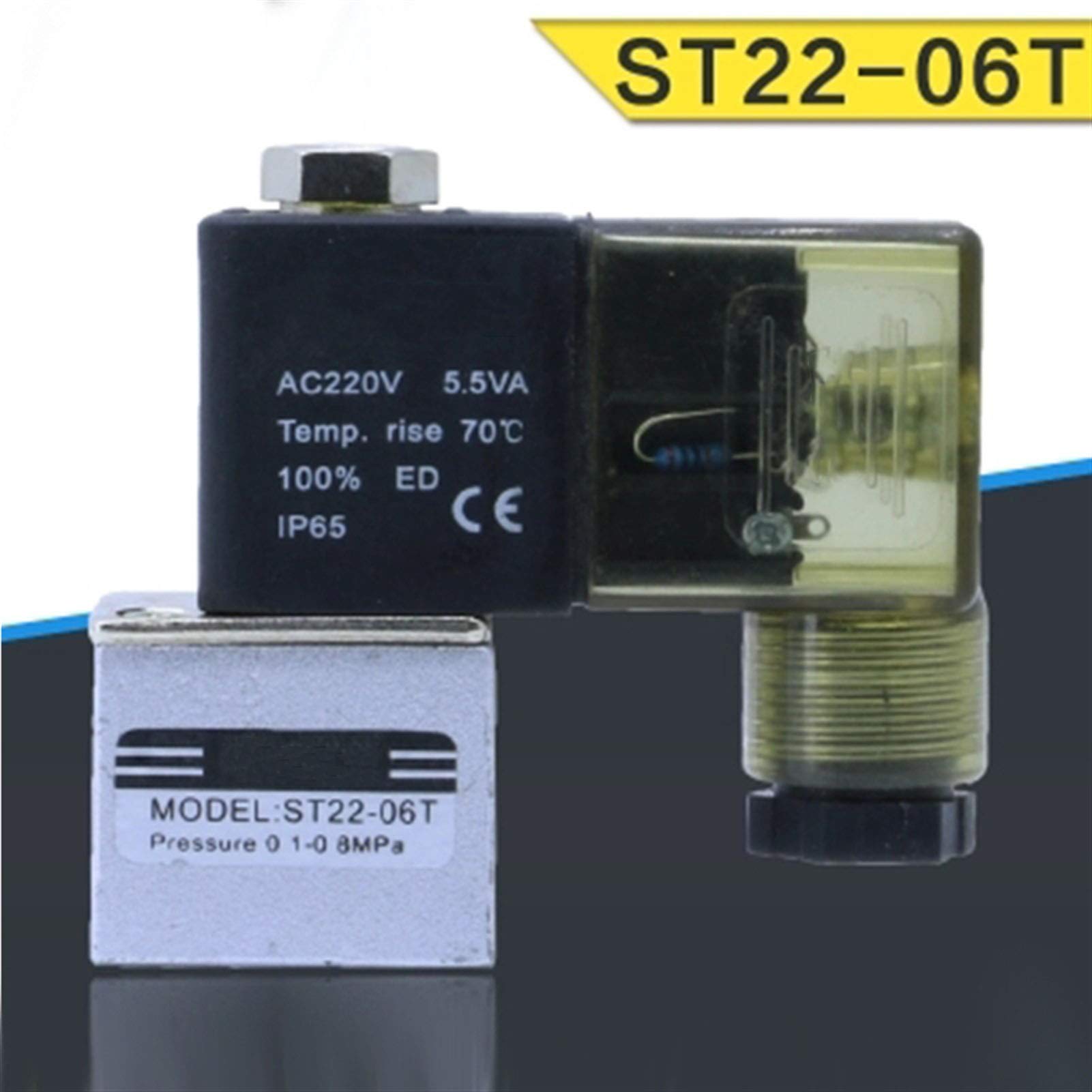 Magnetventile 1/8 Zoll DC24V normalerweise offenes SOTE Magnetventil AC220V 380V ST22-06T Luftkompressorpumpe Zubehör Auspuffventil (Größe: 220V)