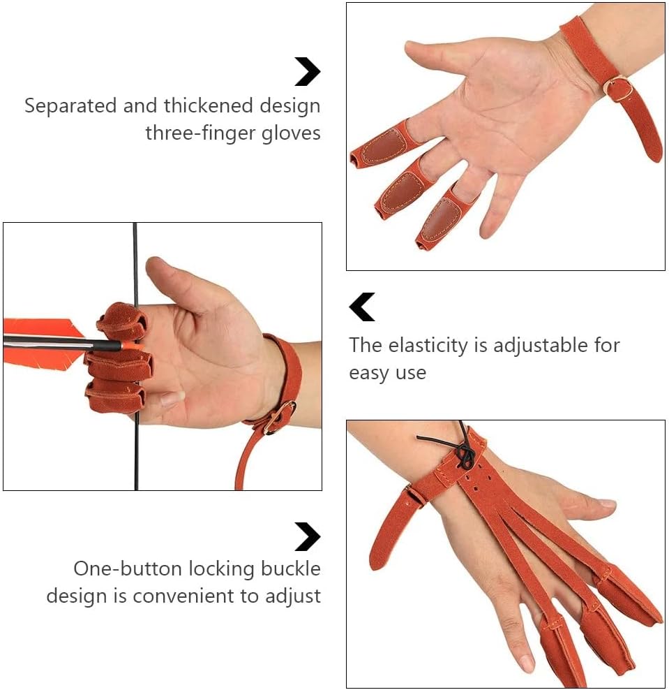 2pcs Archery Finger Gloves Shooting Guard Thickened Three-Finger Protection Hand Protector Bowstring Gear Adjustable