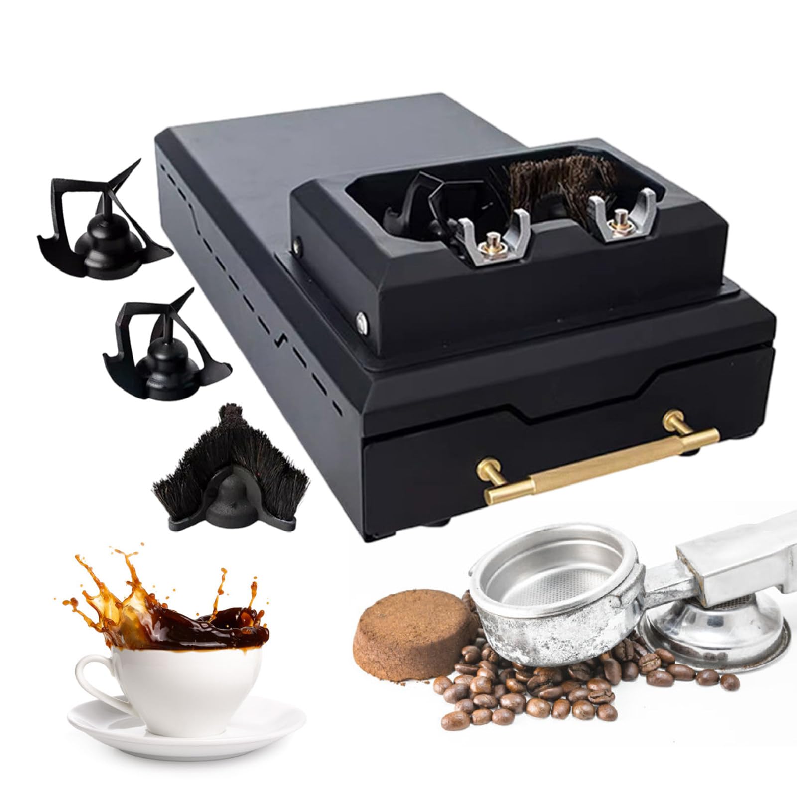Limpiador automático de posos de café con Cepillo extraíble, Herramienta de Limpieza para Espresso Compatible con Cabezales de Grupo de portafiltro de 58 mm