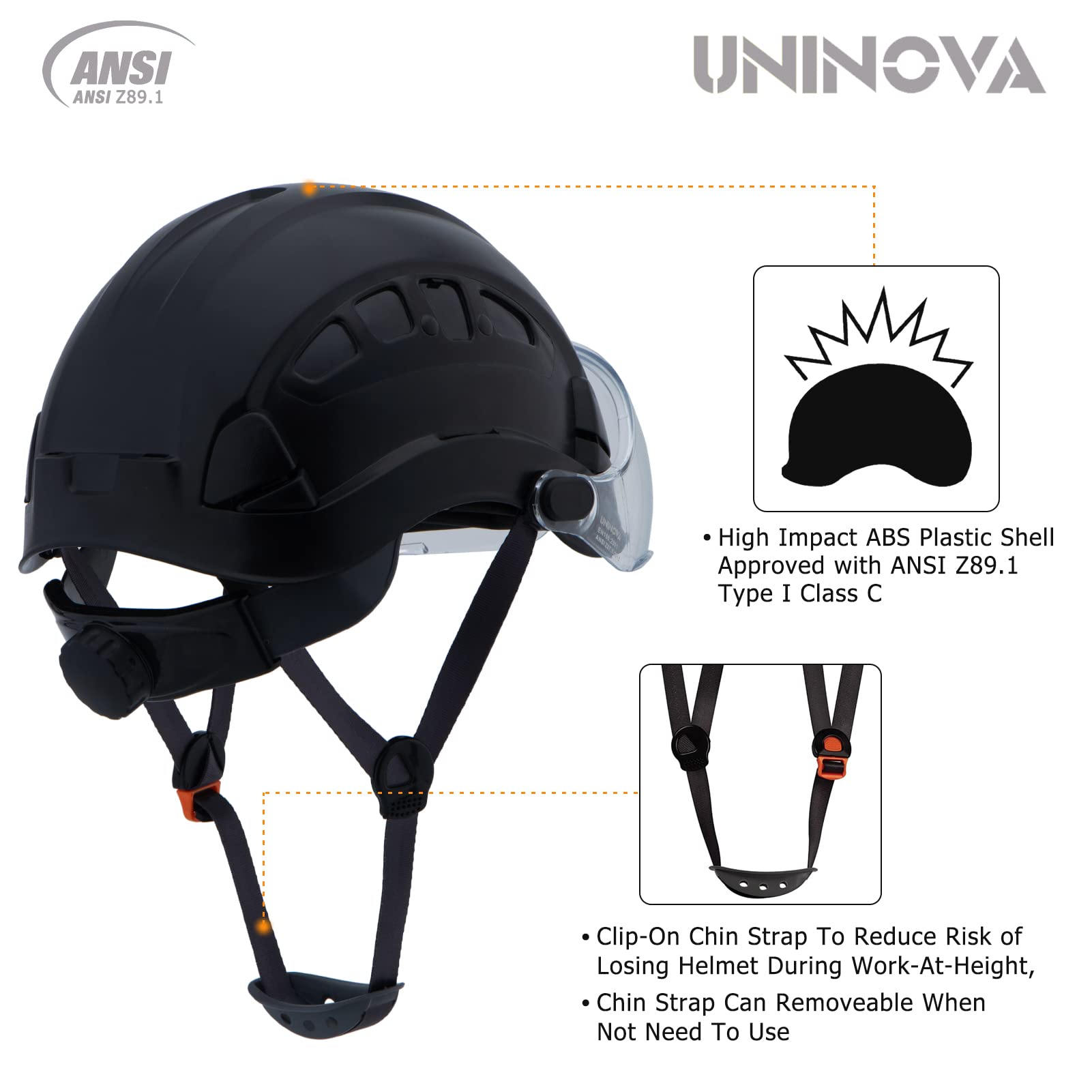 Safety Hard Hat - ANSI Z89.1 Approved Helmet Adjustable - 6-Point Ratchet Suspension & OSHA Hardhats