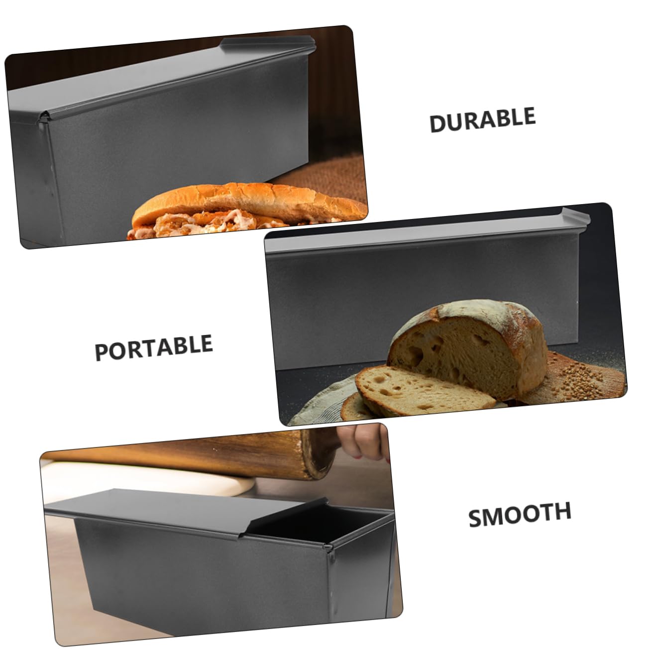 900g Moule à Pain Non Stick Pour Toast Boîte De Cuisson Pratique Avec Couvercle Outils De Pâtisserie Pour Cuisine