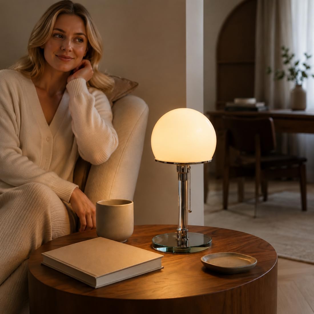 Moderne LED-Pilzlampe Tischlampe, Schreibtisch-Leselampe, Schlafzimmer-Nachttischlampe, Glas-Bauhaus-Tischlampe Pilz Lampen Tischlampe mit 3 Helligkeitsmodi für Wohnzimmer Restaurants