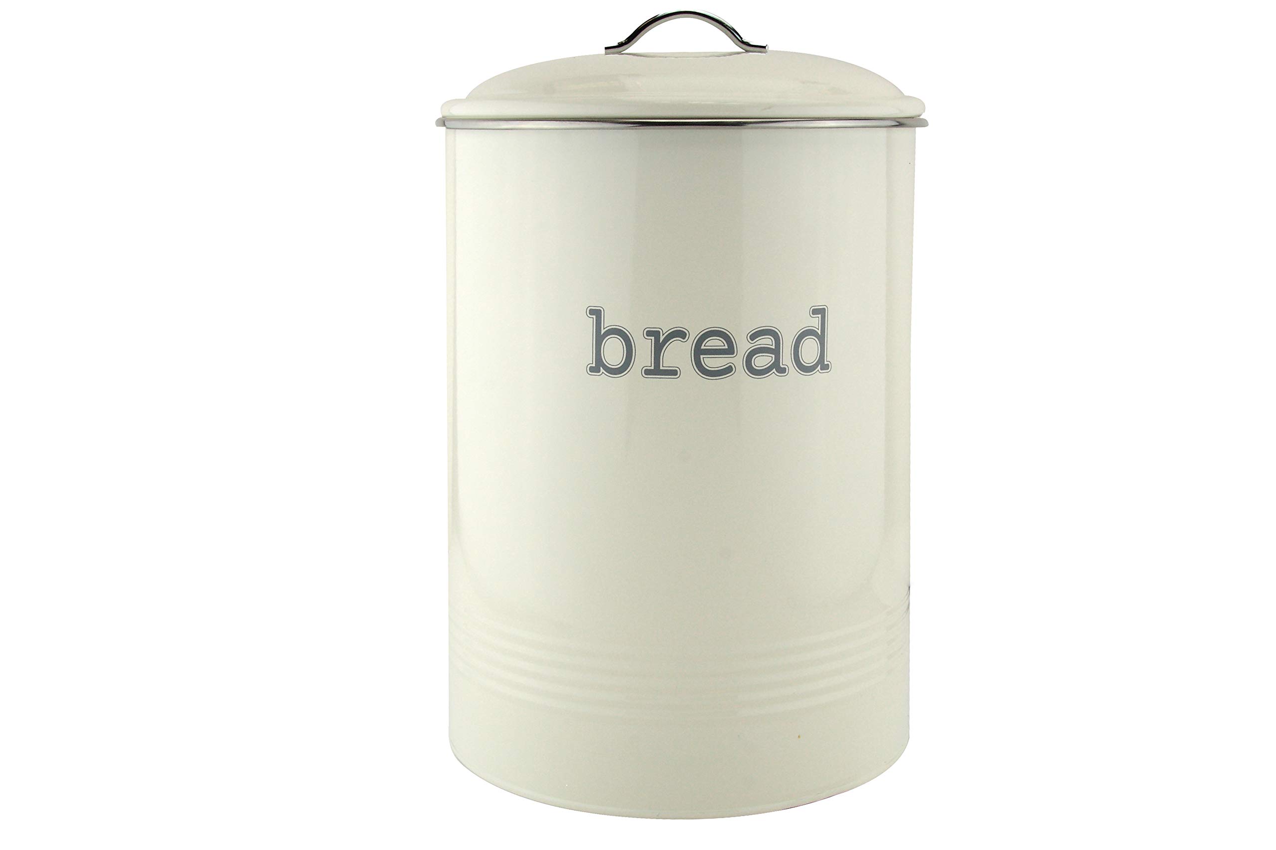 Buy Round Cream Enamel Bread Bin Crock Storage Canister Jar, Cream