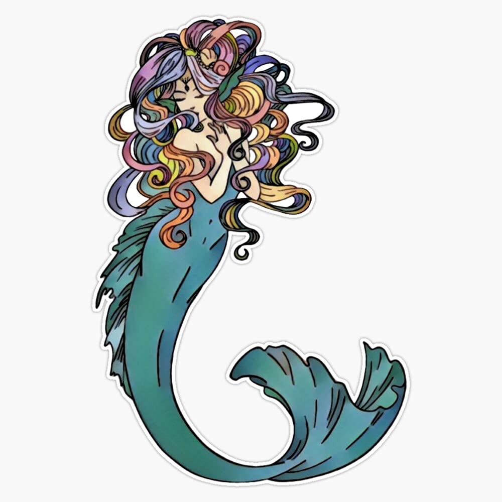 Colorful Mermaid Art Vinyl Sticker Waterproof Bumper Sticker Laptop Window Decal 5"