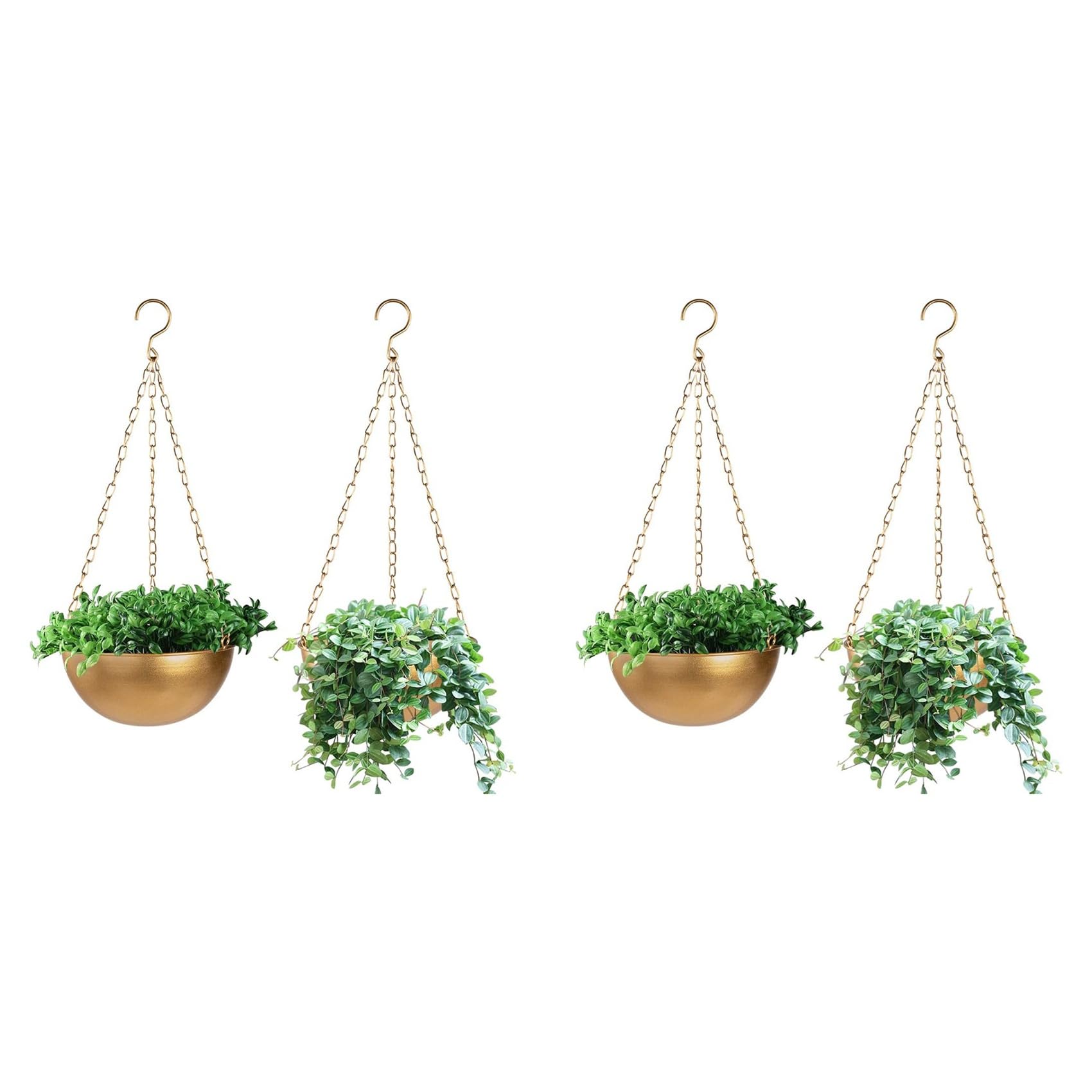 Hndhbfgrt 4X Large Gold Hanging Planter with Drainage, Semi-Circle Hanging Plant Holder for Indoor Plants