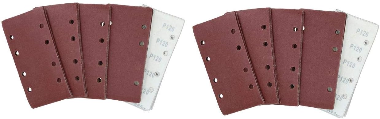 Hook + Loop 1/3 Sheet Sanding Sander Sandpaper Pads 120 Grit 100 Pack