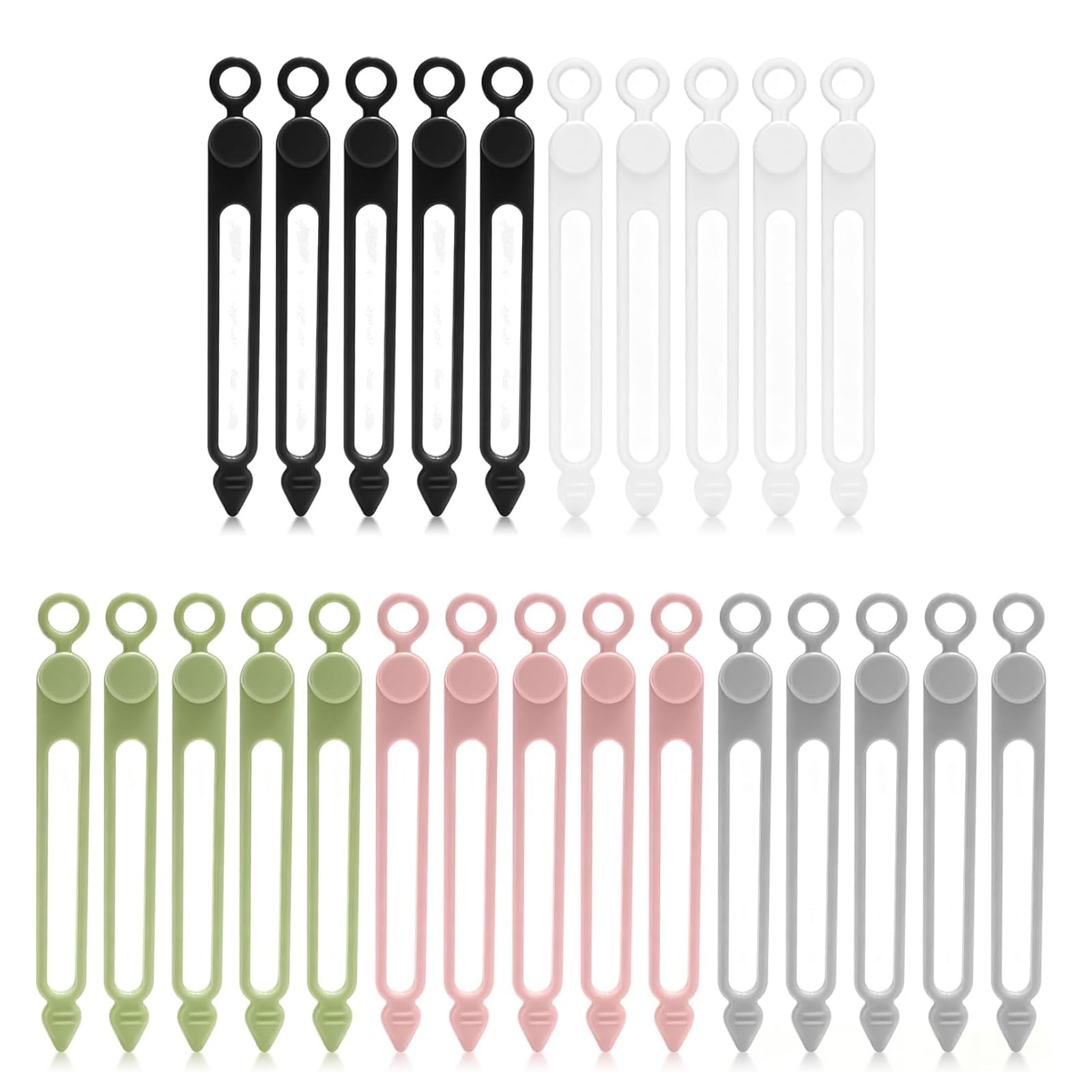 25Pcs Silicone Cable Ties, Wire Organiser, Cable Tidy Clips